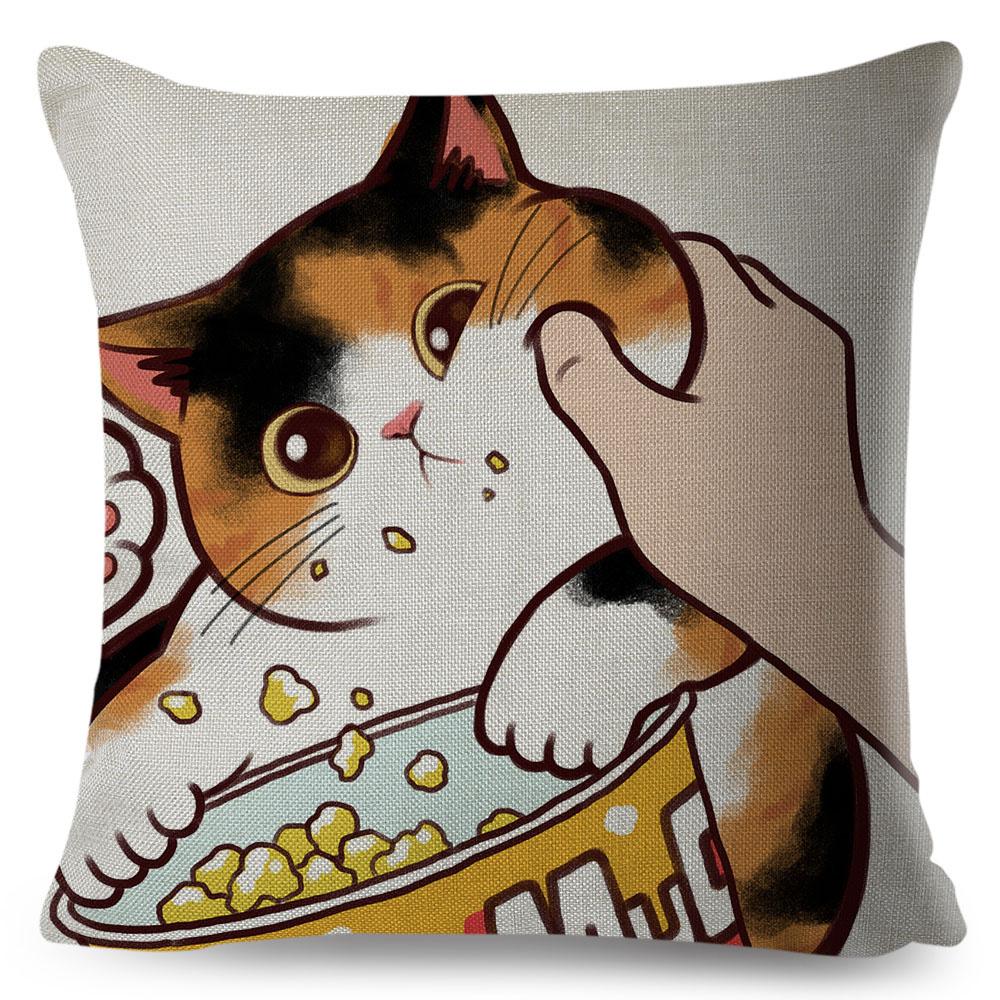 Lustige Liebe Kuss Niedliche Katze Kissenbezüge für Sofa Zuhause Auto Kissenbezug Kissenbezüge Dekor Cartoon Kissenbezug 45x45cm
