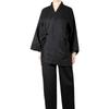 Men's Three-Quarter Sleeve Samue Kimono, Cotton and Linen, Japanese Style Pajama Set with Pockets, Perfect for Work or Loungewear, Summer Kimono (Blac