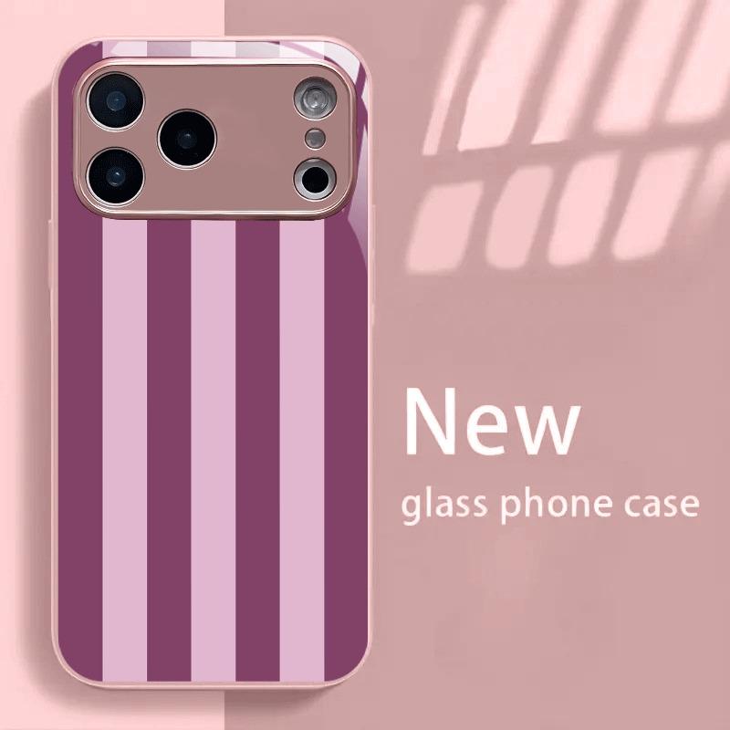 Minimalistický svislý pruhovaný vzor Kovový skleněný kryt na telefon Pro iPhone 17 16 15 14 13 12 11 Pro Max 15 14 Plus 17Air 16E
