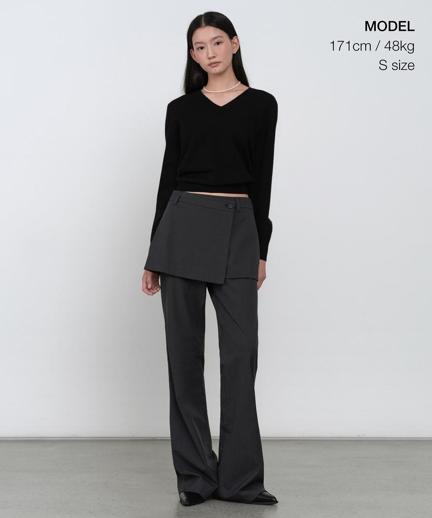 MUSINSA STANDARD WOMAN Women'S Wrap Skirt Layered Slacks [Gray]
