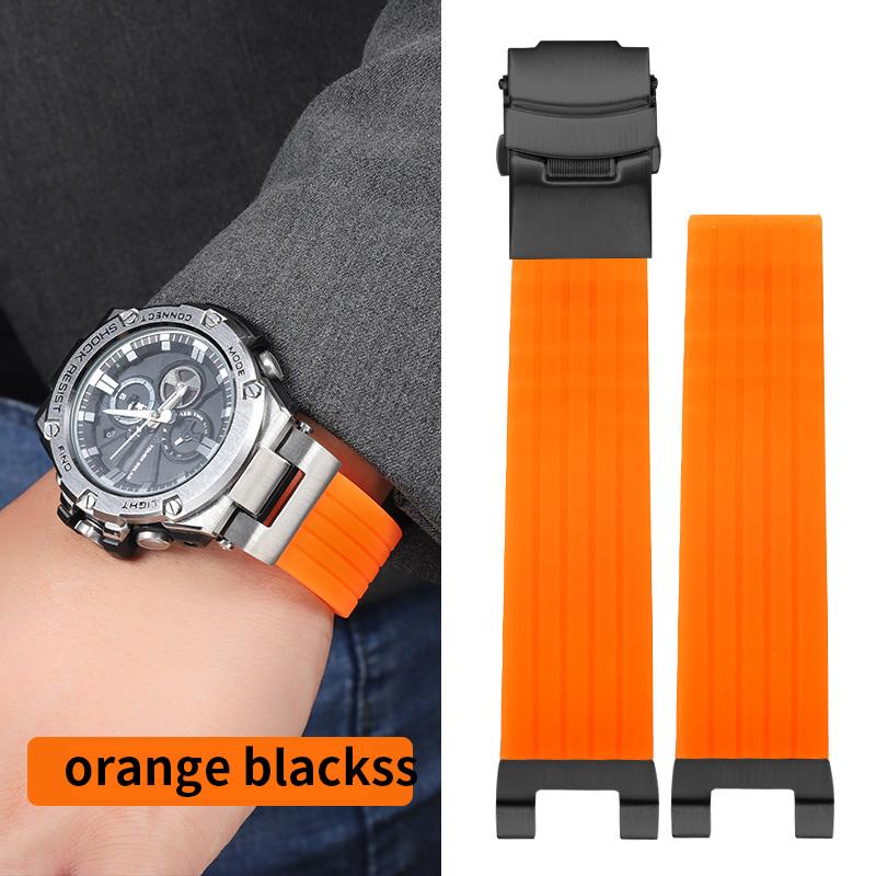 Modified Silicone Strap for Casio GSHOCK GST-B100 GST-S130/W300/400G/W110/S120 Diving Sport Wristband with Stainless Steel Adapt