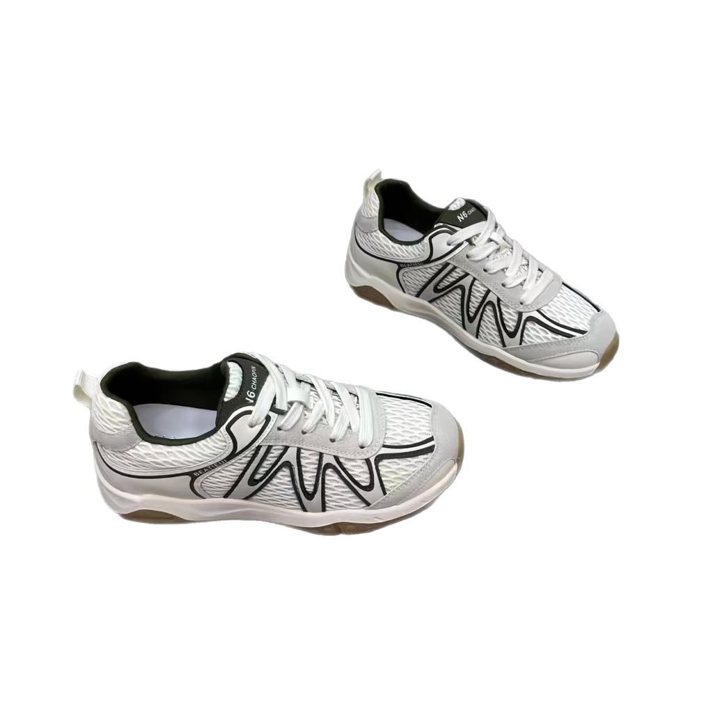 Mesh Lace-up Little White Shoes Women's 2025 Summer New Fashion Versatile Comfortable Sports Leisure Lightweight Non-slip Board Shoes