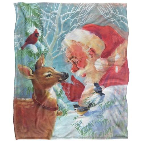 JQ Licensing Silky Fawn Santa Claus Christmas Supersoft Blanket