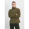 Men's Ecru Loose Fit Stand-up Collar Jacquard Soft Touch Fleece Sweatshirt