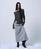ZIZEMUSEUM Folding Waist Band Maxi Skirt (Melange Gray)