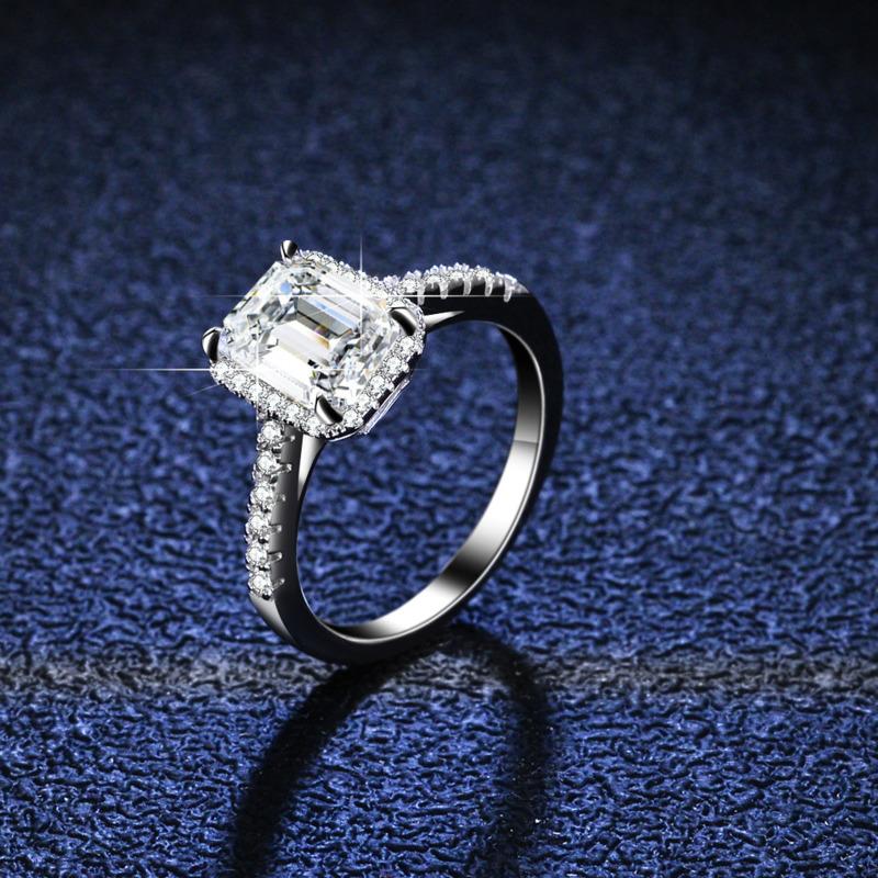 Bague Ringen 925 Sterling Silver Emerald Cut Moissanite Gemstone Wedding Engagement Diamonds Ring For Women Fine Jewelry Gifts