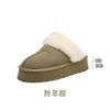Fur integrated bag head thick sole star drag 0000 winter warm cotton shoes fluffy shoes snow boots half slippers women's outer wear