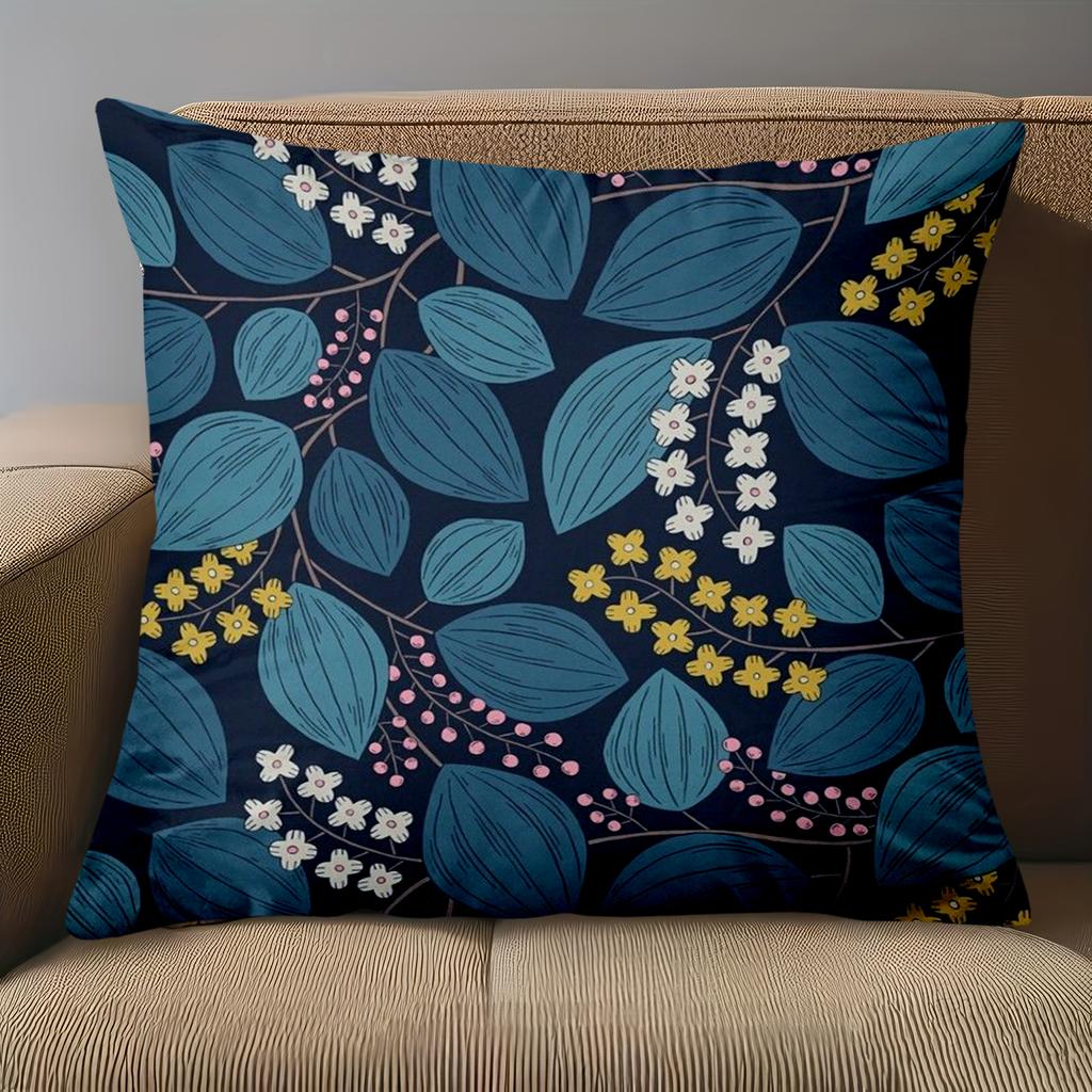 1 Stück Böhmische Blume Blattdruck Quadratische Kissenbezüge Muster Kissenbezug Geeignet für Sofa Schlafzimmer Auto Kissenbezug