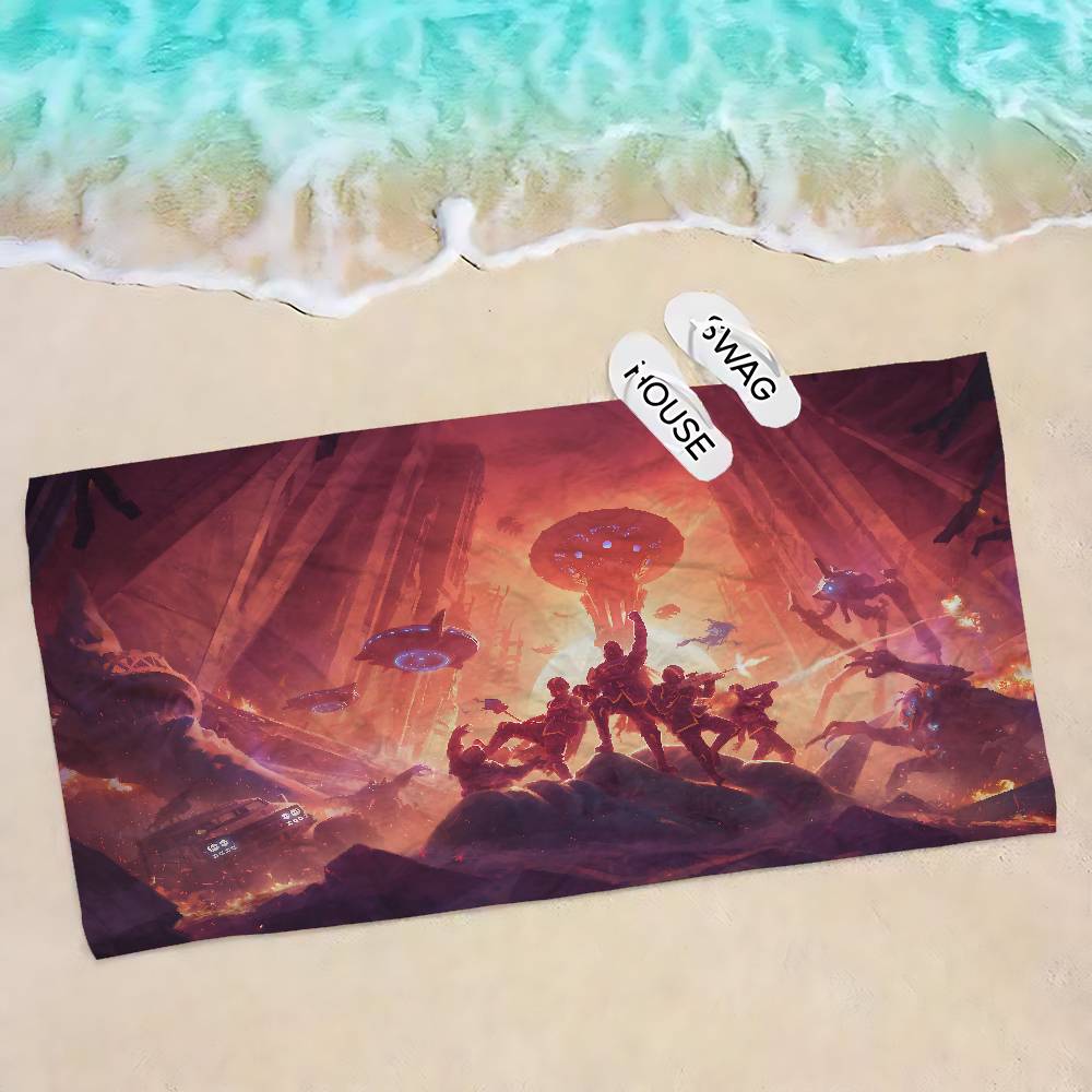 Video Game H-Helldivers Microfiber Printed Beach Towel Mountain Climbing Yoga Beach Swimming Running Absorbent Soft Towel