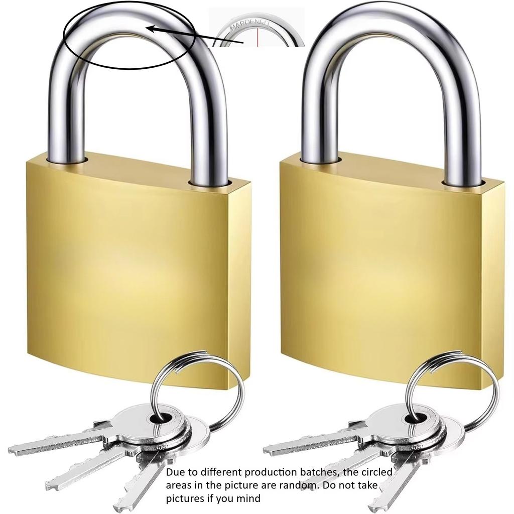 Golden Heavy-Duty Keyed Padlocks with Keys - 33mm Large Locks, Secure Locker Locks for Backpacks, Luggage, School Gym Lockers