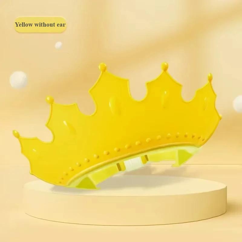 Adjustable Soft Rubber Waterproof Baby Shower Hat Kids Ear Protection Safe Children Shampoo Baby Bath Crown Pattern Baby Hat