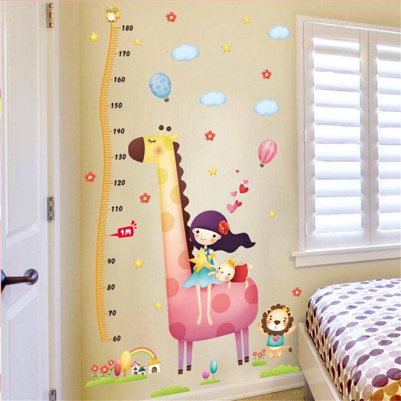 Girl Giraffe Height Measuring Ruler Wall Sticker Wall Decor TV Background Bedroom Decoration