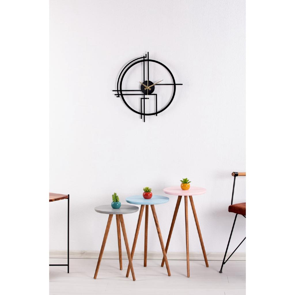 Querencia Metal Black Wall Clock 1.5 Mm Thickness 60x60 Cm