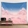 Cartoon Pink Sky Flowers White Clouds Wall Tapestry Bedroom Decor Beautiful Hanging Background Cloth for Room Decoration