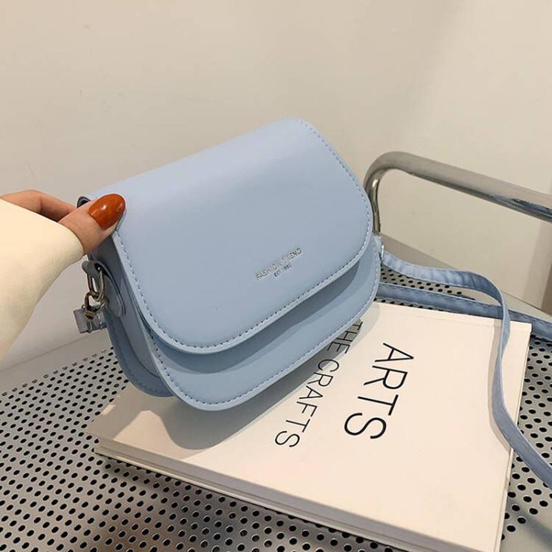 Sac à bandoulière de selle en cuir PU pour femmes, sac à main Simple à rabat de couleur unie, pochette