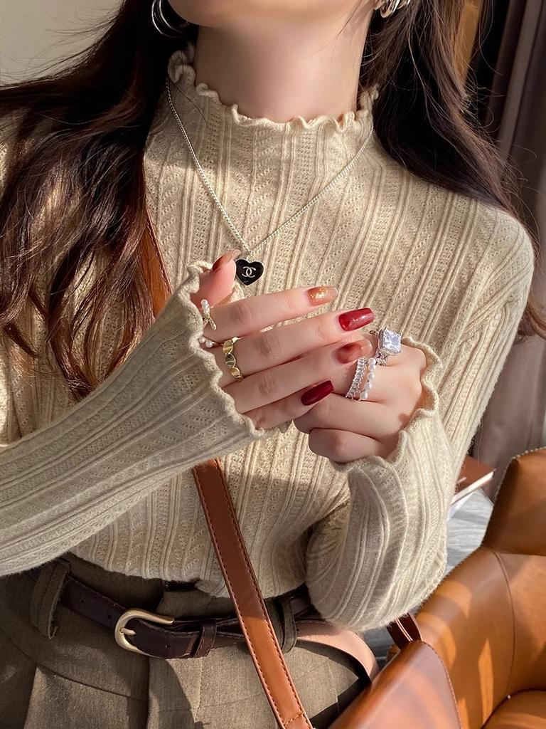 Spring Half High Neck Sweater Base Sweater Women's Knitted Sweater Top