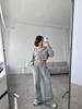 2025 Autumn Women's Casual Solid Color Zip-Up Hoodie & Drawstring Sweatpants Set