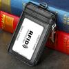 Genuine Leather RFID Blocking Badge Holder Stylish Office ID Case for Women Men Employee Work Card Pouch Business Essential Accessory with Lanyard