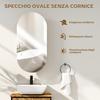 Oval Bathroom Mirror with Cabinet, Modern Wall-Mounted Bathroom Storage Mirror with Two Shelves for Storage, 45x90 cm, White