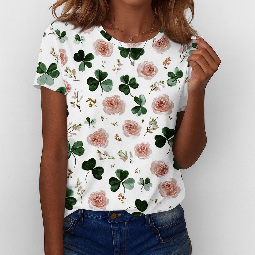 Women's T Shirt Tee Print Short Sleeve Daily Weekend Fashion Basic Regular Top  St. Patrick's Day