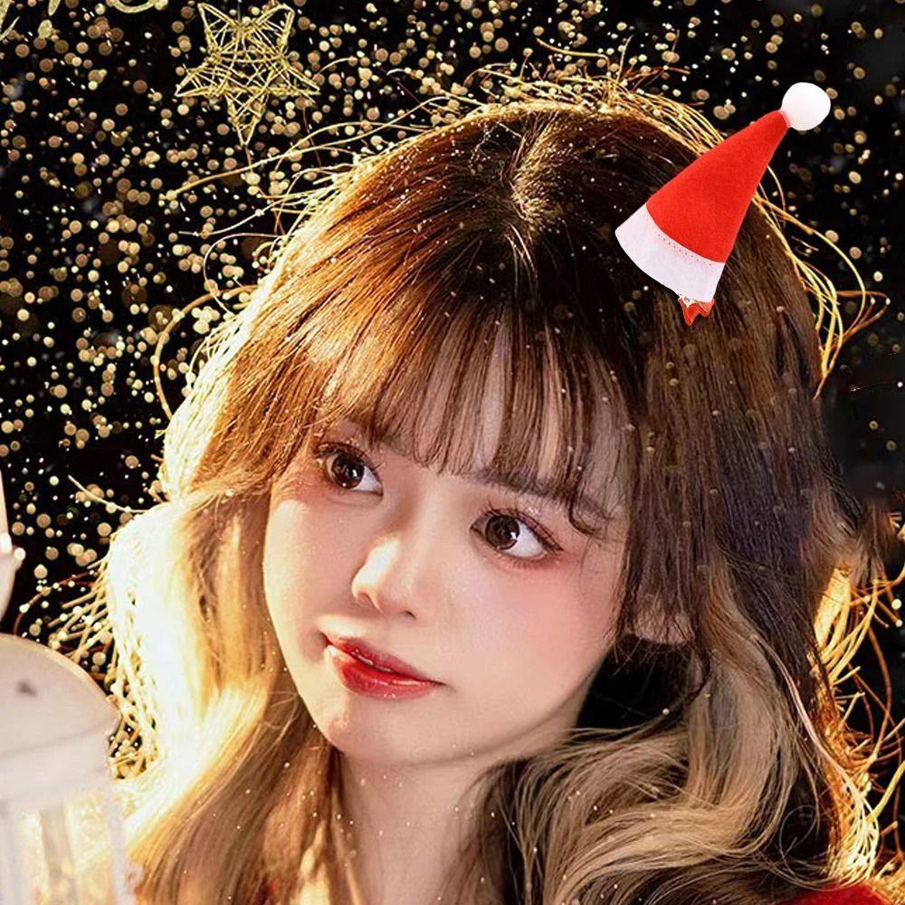 10Pcs New Santa Christmas Hat Clips Mini Handmade Christmas Hair Clips Red Christmas Photo Decoration Christmas
