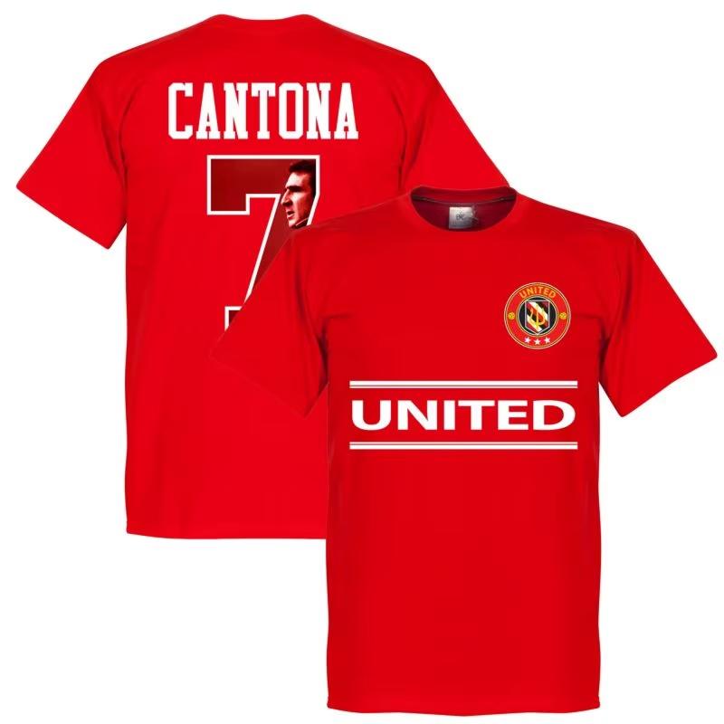 Summer Men's Manchester United Cantona 7 Commemorative Edition Printed Cotton Sports Football T-shirt FanRound Neck Short Sleeve