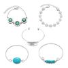 Combination Bracelet, Retro Ethnic Style Turquoise Feather Flower 5-Piece Set Bracelet Bracelet