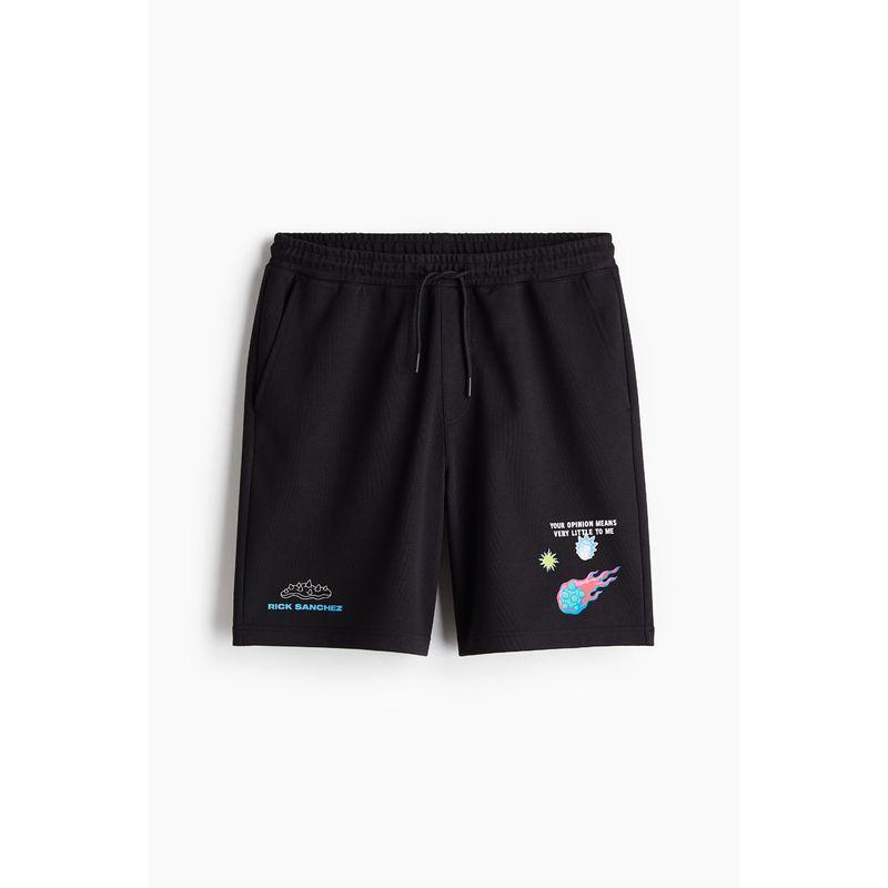 

[Рик и Морти] HM Мужские повседневные шорты Летние Свободные с принтом Брюки на кулиске 1223013 Black 180/106