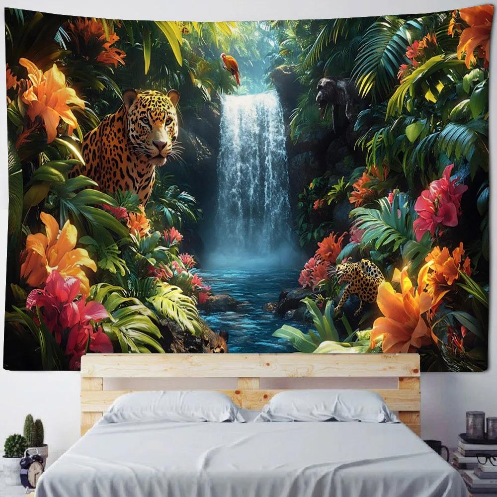 VIKAMA Jungle Bird Tapestry Psychedelic Forest Wall Hanging Exotic Bird Decor Suitable for Bedrooms and Yoga Studios