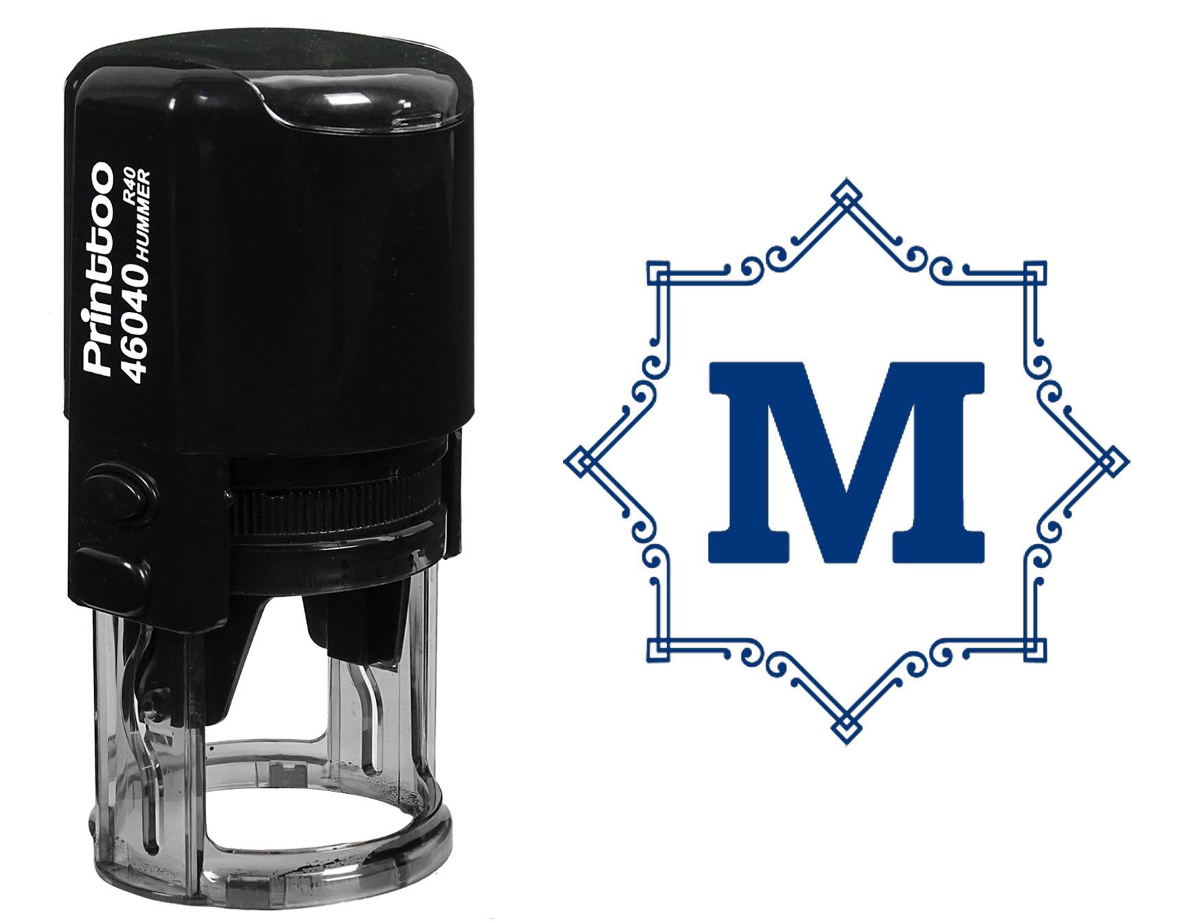 

Printtoo Восьмикутна Рамка з Кельтськими Завитками Монограмна Ініціал M Самонабірна Гумова Печатка Офісна 30 mm Diameter (Approx) синій