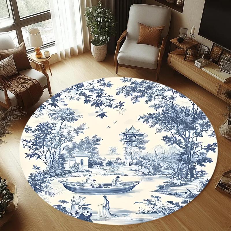 Blue White Porcelain Carpet Mat Rug Home Decoration Living Room Bedroom Floor Decor Vintage Chinese Style Non Slip Rugs