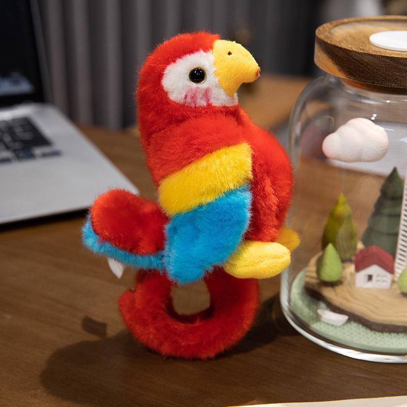 Zoo Pop Bracelet Plush Toy Set, Parrot Flamingo Red Panda Stuffed Animals, Kids Toys Gifts, Pop Wristbands