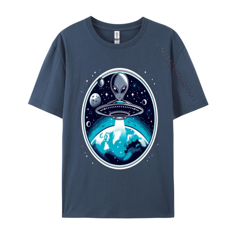 Grey Aliens In A Ufo TShirt T Shirt Brand Custom Cotton Men Tees Casual Loose TeeShirt Man Top Tshirts