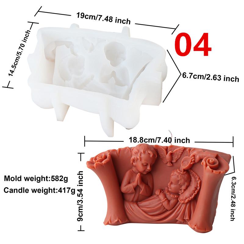 Jesus Prayer Silicone Mold DIY Virgin Mary Jesus Holy Warriors Scent Candle Mold Statue Jesus Family Resin Plaster Home Decor