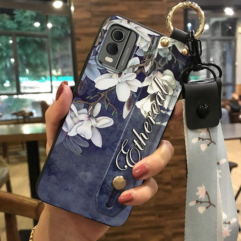 Противоударный браслет Чехол для телефона для Nokia C32 Подставка Модный дизайн Защитное кольцо Прочный Цветочный шнурок Задняя крышка