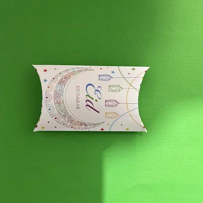 10pcs Eid Mubarak Gift Bag Box Pillow Candy Cookie Chocolate Paper Box Ramadan Kareem Decoration Islam Muslim Party Gift Decor