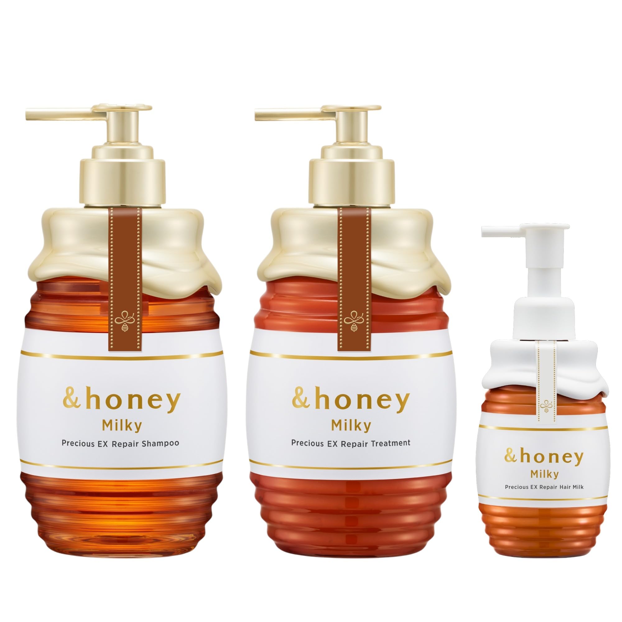 

Milky Precious EX Repair set Creamy Upgrade Shampoo and Conditioner Set &honey 3-piece [Shampoo/Treatment/Hair Milk]