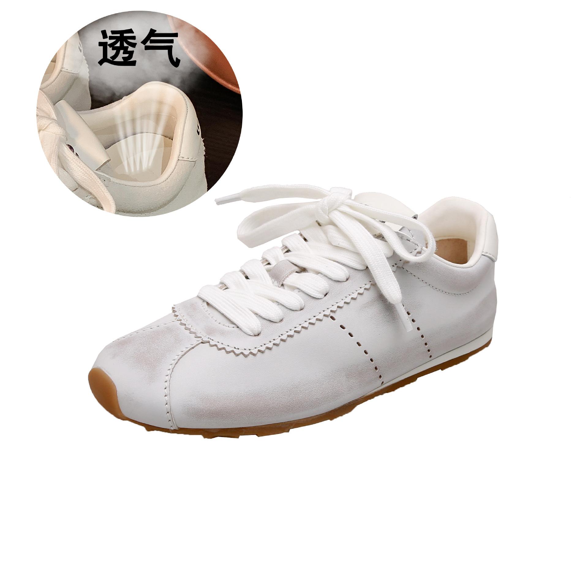 

Новые женские кожаные ретро кроссовки Miu со шнуровкой, летние дышащие повседневные женские 40