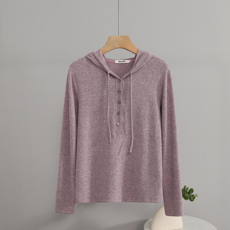 

Women s Slimming High Elasticity Knitted Hoodie - Autumn/Winter Style, Warm Long Sleeve Casual Top L