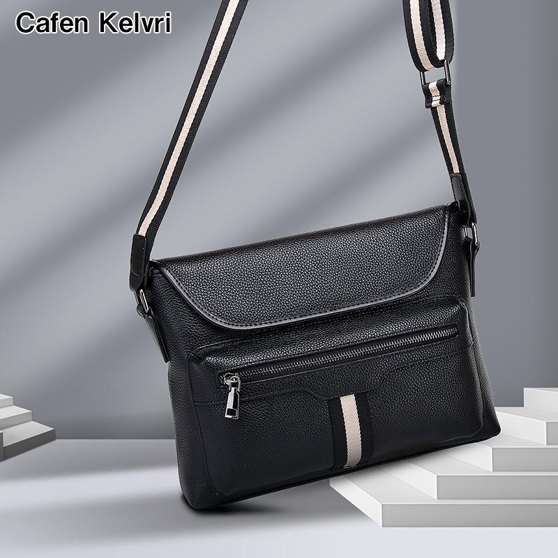 Men's Large Capacity Cowhide Messenger Bag - Trendy Shoulder Bag for Autumn/Winter 2024