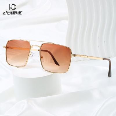 Large Frame Adult Sunglasses Fashion Double Beam Square Frame Men'S And Women'S Outdoor Versatile Sunglasses Metal Glasses