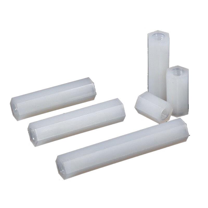 White Nylon Double-Pass Hexagonal Standoff Spacer Studs