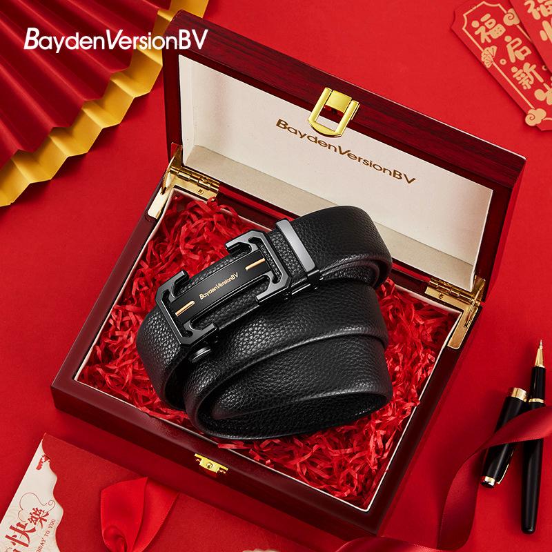2025 Men s Genuine Leather Automatic Buckle Belt - Versatile Formal Business Accessory with High-End Gift Box. 115 cm