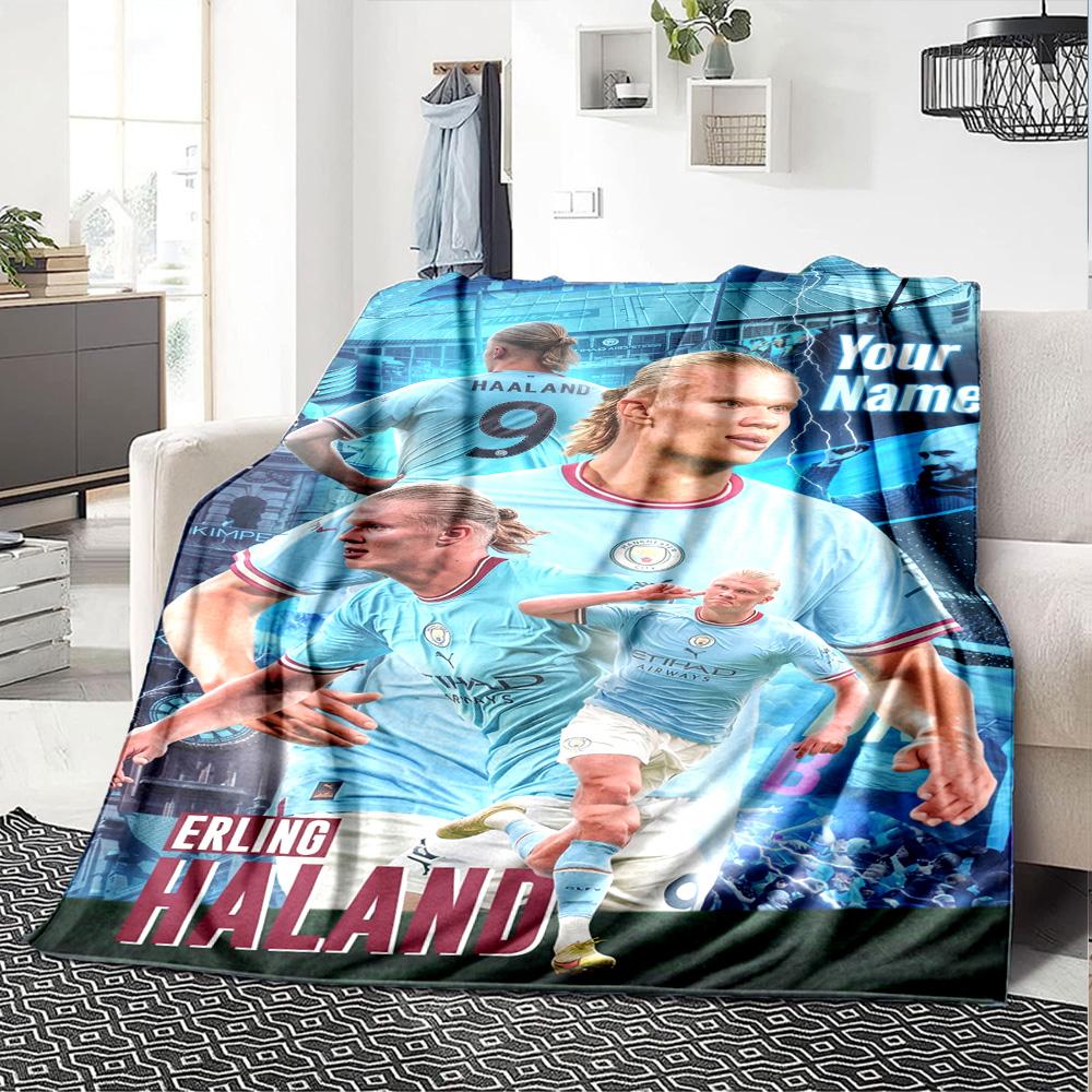 Haaland (31) Personalized Text Blanket Lightweight Customizable Blanket Soft & Cozy Great for Home Decor Office Couch Sofa Ideal for All Seasons