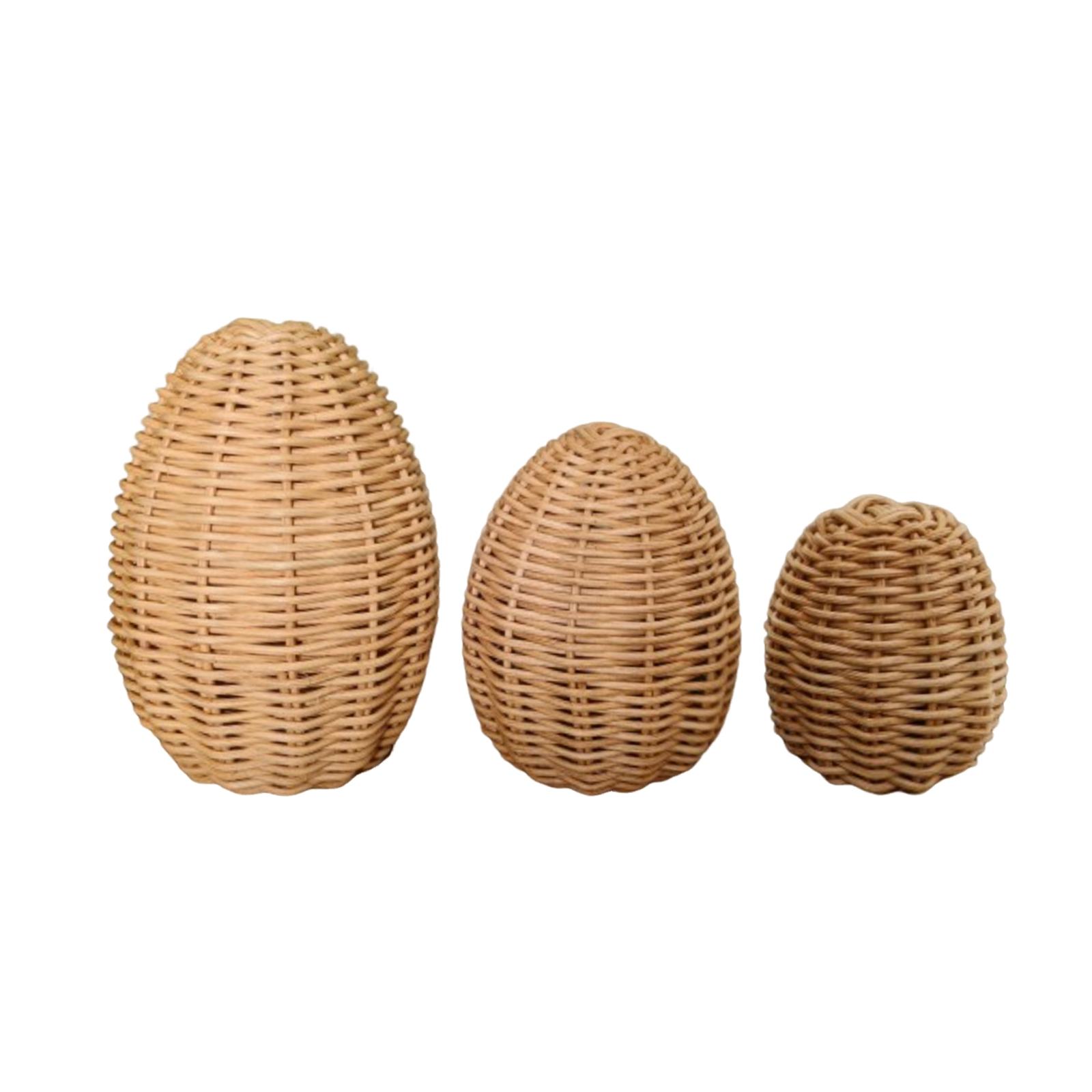 

3PCS Pack Cute Easter Rattan Egg Decoration For Home And Desktop Display One Size коричневий