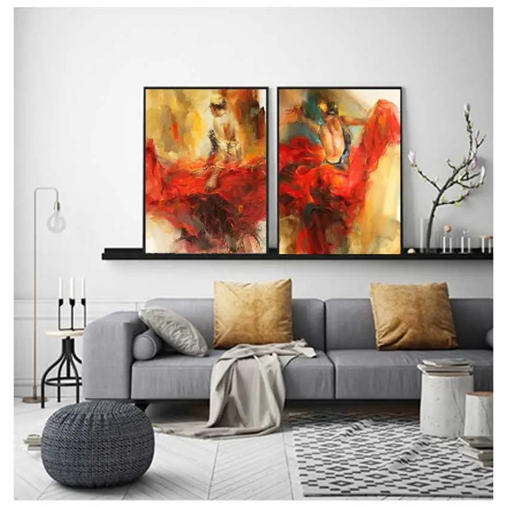 Art Oil Canvas Painting Vintage Figure Posters And Prints Wall Art Picture Modern Hme Decoration Spanish Flamenco Beauty Dancer