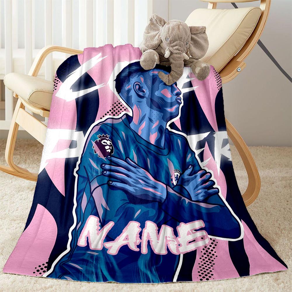 Love Soccer Player Customize Your Name Blanket Throw Personalized Blanket Durable Comfort Suitable for Office Chair Living Room Seaside Bedding