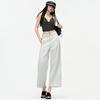 Spring Summer Lyocell Tencel Cotton High Waist Slim Nine Points Wide Leg Denim Pants For Petite Ladies Casual Pants Oversize Denim Trousers