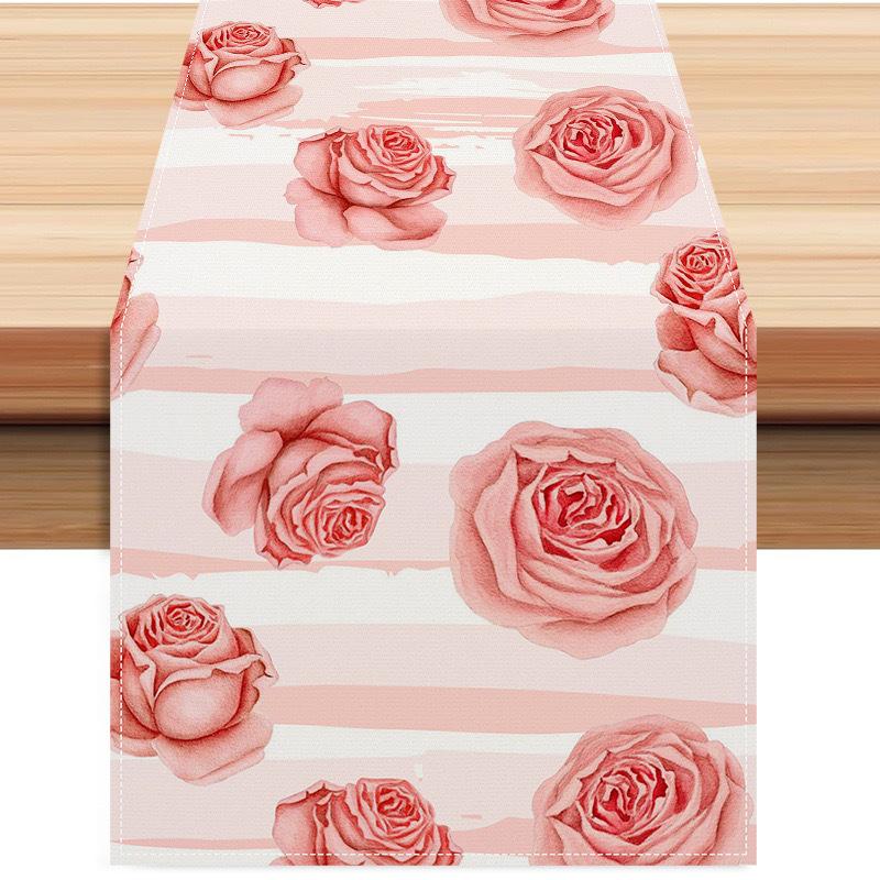 Valentine'S Day Table Flag Red Love Plaid Home Holiday Decoration Table Flag Tablecloth