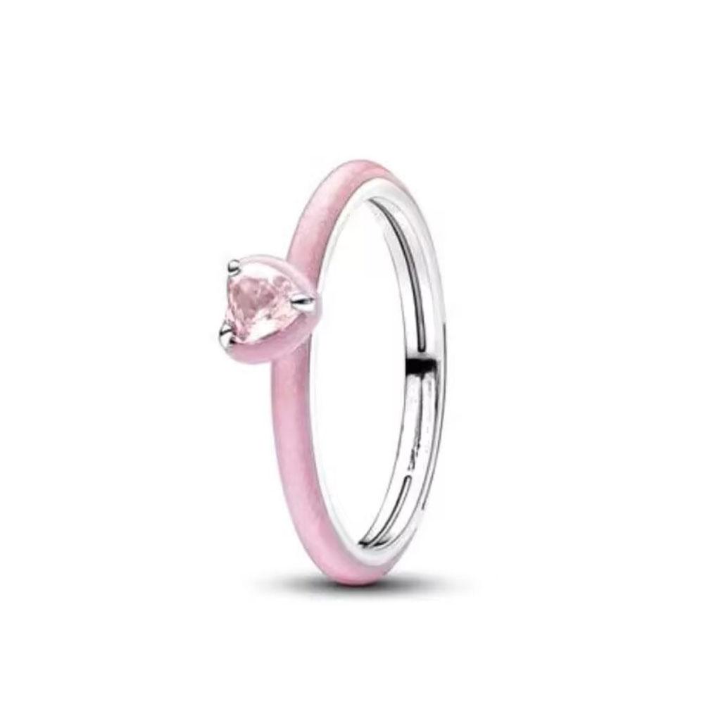 European New 925 Silver Size 6, 7, 8, 9 Heart-Shaped Flower Shaped Ring Suitable for Wedding Parties Women's Exquisite Luxury